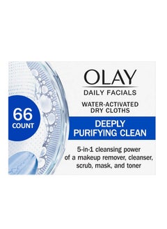 Olay Olay Daily Facials, Deeply Purifying Clean, 5-in-1 Cleansing Wipes with Power of a Makeup Remover, Scrub, Toner, Mask and Cleanser, 66 Count  - Image 1