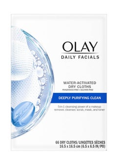Olay Olay Daily Facials, Deeply Purifying Clean, 5-in-1 Cleansing Wipes with Power of a Makeup Remover, Scrub, Toner, Mask and Cleanser, 66 Count  - Image 2