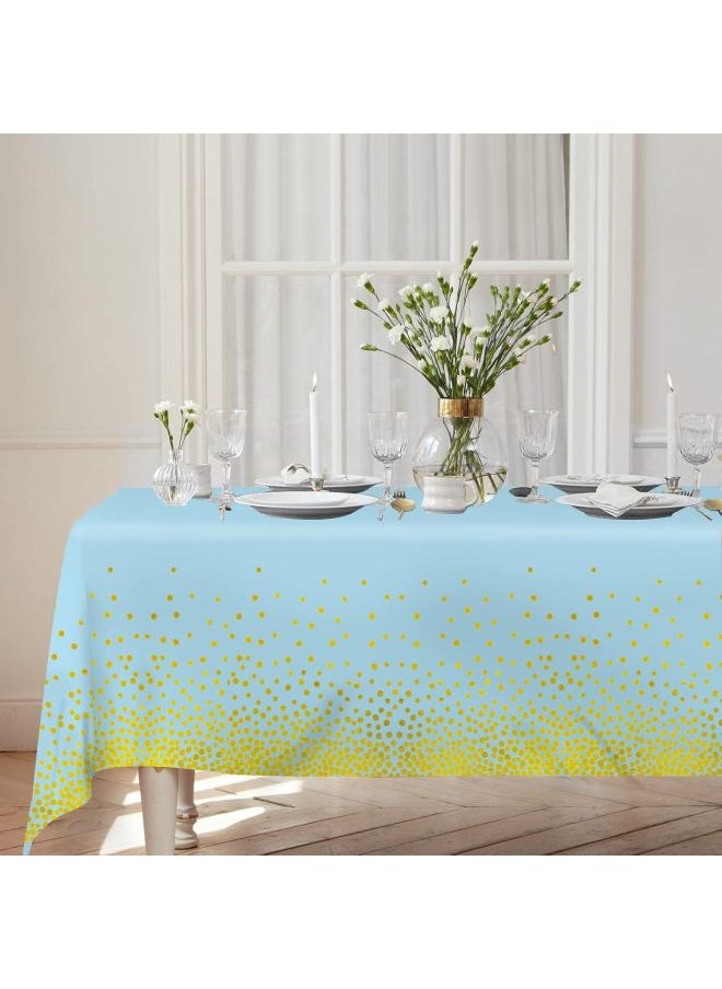 Generic Light Blue Gold Dot Plastic Tablecloth 54 X 108 Inch Blue Disposable Tablecloth With Gold Dot-Color:Blue Background Gold Dot (dot To The End)-Specifications:137*274CM 3 Silk  - Image 4
