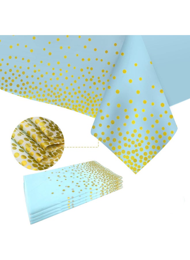 Generic Light Blue Gold Dot Plastic Tablecloth 54 X 108 Inch Blue Disposable Tablecloth With Gold Dot-Color:Blue Background Gold Dot (dot To The End)-Specifications:137*274CM 3 Silk  - Image 3