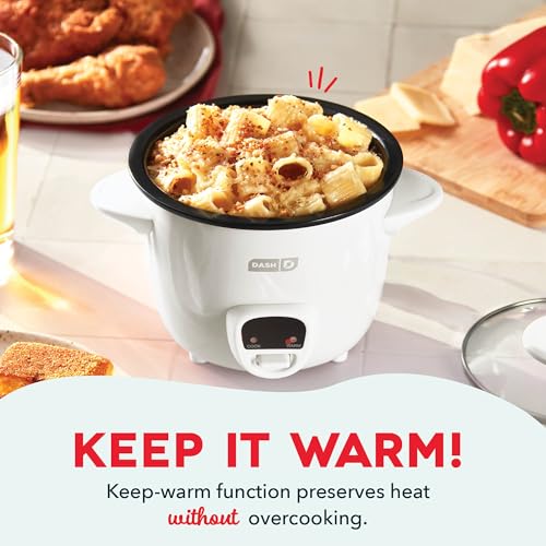 Dash طباخ الأرز المصغر داش مع وعاء غير لاصق قابل للإزالة، وظيفة الحفاظ على الحرارة ودليل الوصفات، 2 كوب، للحساء، اليخنات، الحبوب ودقيق الشوفان - أبيض - Image 3