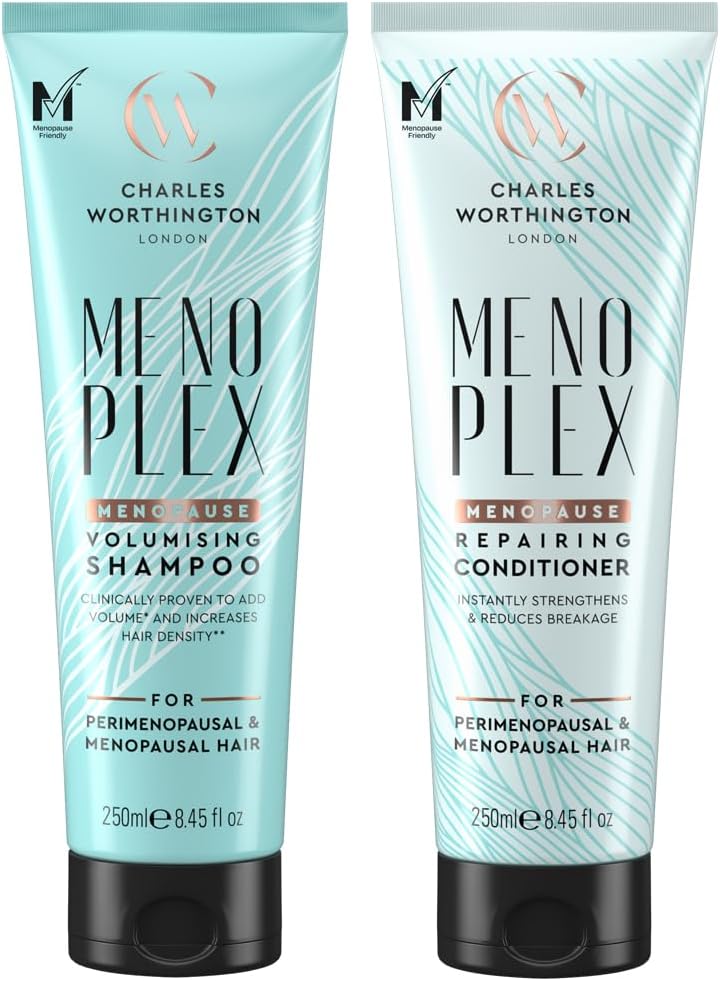 Charles Worthington MenoPlex Menopause Volumising Shampoo Repairing Conditioner for Dry Dull Hair Bundle 2x250ml