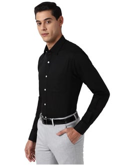 Peter England Peter England Men's Solid Regular Fit Shirt (PESFONUBV35902_Black 44)  - Image 2