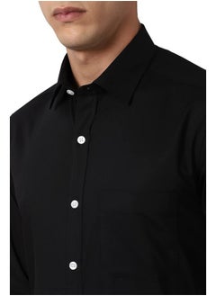 Peter England Peter England Men's Solid Regular Fit Shirt (PESFONUBV35902_Black 44)  - Image 4