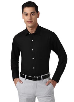 Peter England Peter England Men's Solid Regular Fit Shirt (PESFONUBV35902_Black 44)  - Image 1