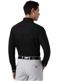 Peter England Peter England Men's Solid Regular Fit Shirt (PESFONUBV35902_Black 44)  - Image 3