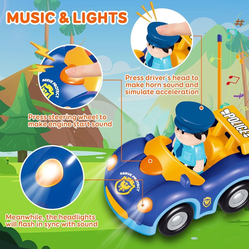 Pup Go Toddler RC Cartoon Police Car with Music and Lights, 2 Removable Dolls, First Remote Control Car for Kids 18 Months+ - Image 4