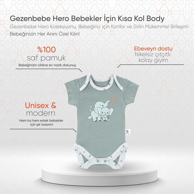 Gezenbebe Hero Short Sleeve Bodysuit Elephant for Babies - Image 3