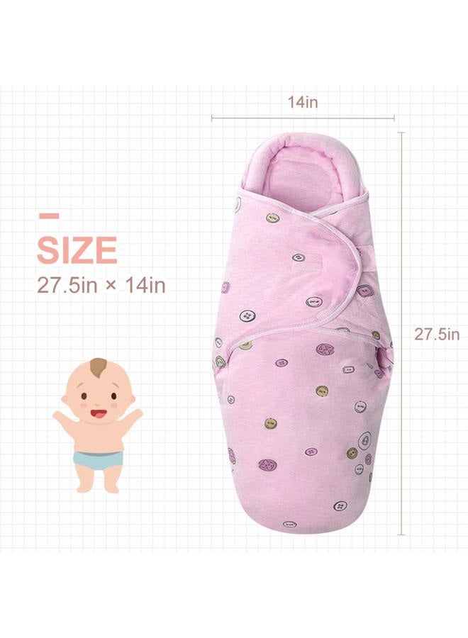Knirose Premium Soft Cotton Baby Swaddle Blankets, Baby Blanket Wrap for Newborn Baby Boys Girls, Skin Friendly Wearable Swaddling Sleep Sack Calms Startle Reflex (Button, Peachpink, 0-3 Months + 3-6 Months) - Image 2