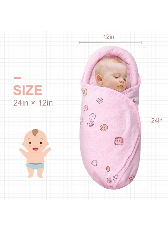 Knirose Premium Soft Cotton Baby Swaddle Blankets, Baby Blanket Wrap for Newborn Baby Boys Girls, Skin Friendly Wearable Swaddling Sleep Sack Calms Startle Reflex (Button, Peachpink, 0-3 Months + 3-6 Months) - Image 3