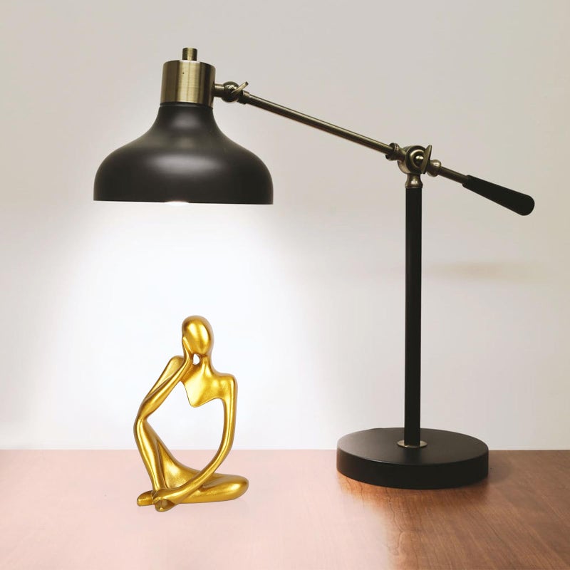 Ozzptuu Sandstone Resin Thinker Style Abstract Sculpture Statue Collectible Figurines Home Office Bookshelf Desktop Decor (Small Gold, Left) - Image 3