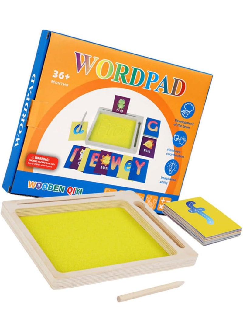 "Montessori Sand Box | Montessori Sand Tray for Letter Formation with Pen - Educational Toys - Habi Writing Yellow Sand Preschool Training ." - Image 1