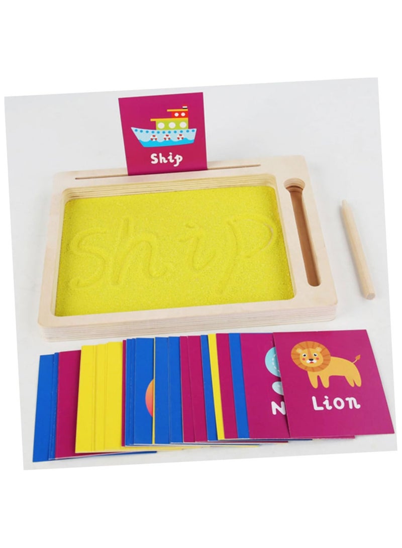 "Montessori Sand Box | Montessori Sand Tray for Letter Formation with Pen - Educational Toys - Habi Writing Yellow Sand Preschool Training ." - Image 2