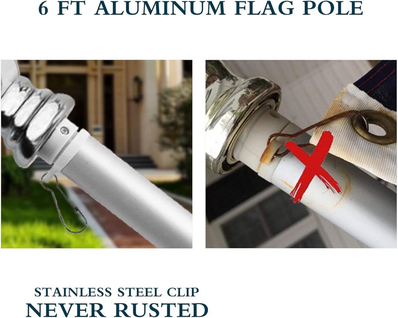 Hoople Flag Pole, 6 Foot Tangle Free Spinning Flag Pole for Outside House, Aluminum Rotating Flagpoles, High Wind Resistant Rustproof, Residential or Commerical Flagpole for Garden Boat Truck - Image 4