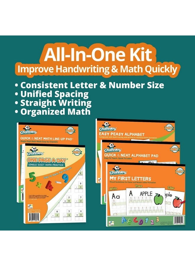 Channie's Channie’s All-In-One Visual Handwriting & Math Workbook Set for Pre-Kindergarten - 1st Grade Elementary School Students (5 Pack) - Image 4