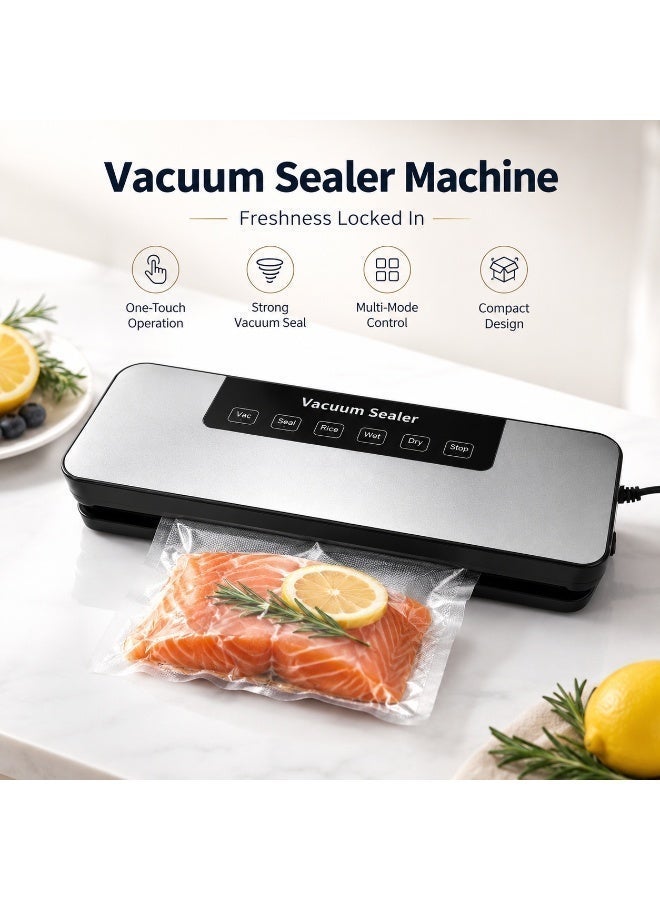GroveMade Vacuum Sealer Machine, GroveMade Thermal packaging for bags, Fast-Compact Multi-Functional Food Vacuum Sealer with 10pcs Vacuum Bags, Wet & Dry Dual Food Vacuum Sealer Machine, 5 in 1 for Sous Vide and Long-Term Storage - Image 1