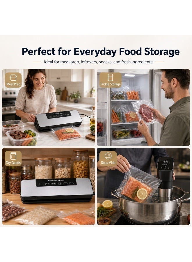 GroveMade Vacuum Sealer Machine, GroveMade Thermal packaging for bags, Fast-Compact Multi-Functional Food Vacuum Sealer with 10pcs Vacuum Bags, Wet & Dry Dual Food Vacuum Sealer Machine, 5 in 1 for Sous Vide and Long-Term Storage - Image 5