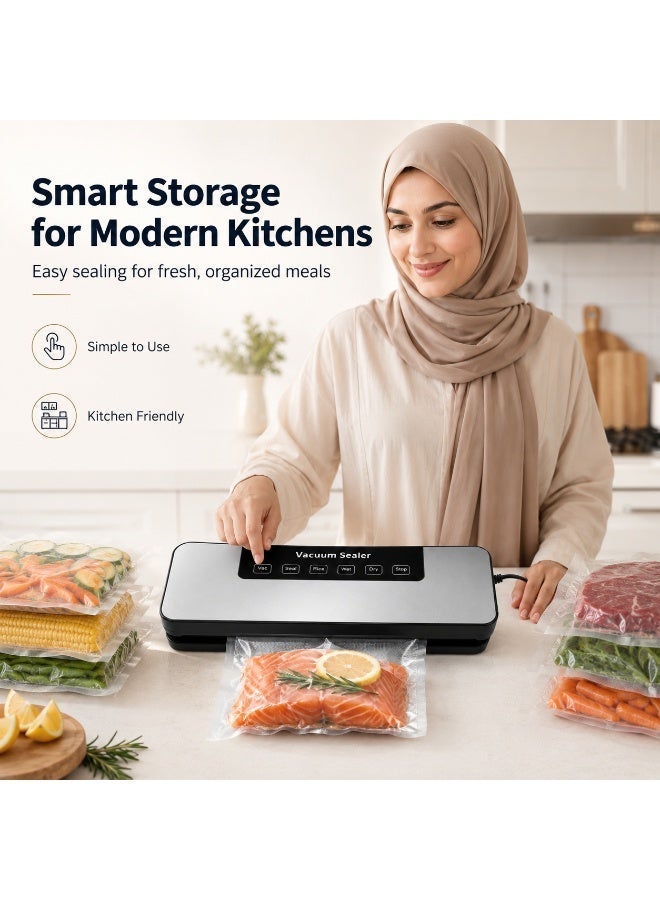 GroveMade Vacuum Sealer Machine, GroveMade Thermal packaging for bags, Fast-Compact Multi-Functional Food Vacuum Sealer with 10pcs Vacuum Bags, Wet & Dry Dual Food Vacuum Sealer Machine, 5 in 1 for Sous Vide and Long-Term Storage - Image 4