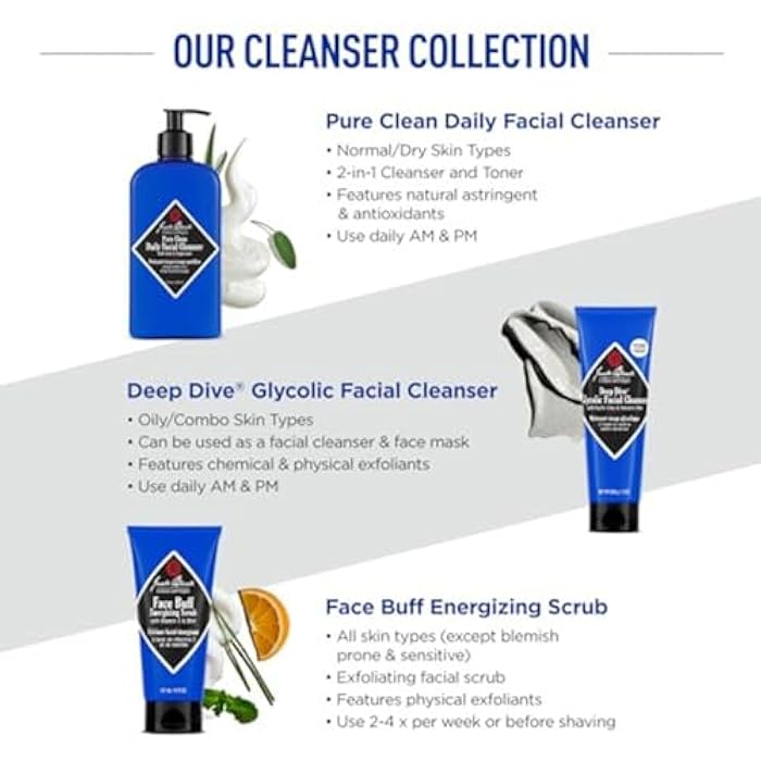Jack Black Pure Clean Daily Facial Cleanser for Men - Mens Face Wash, Jack Black Face Wash Men's, Face Wash for Men, Face Cleanser for Men, 2-in-1 Mens Facial Cleanser & Toner, Gifts for Men - Image 5