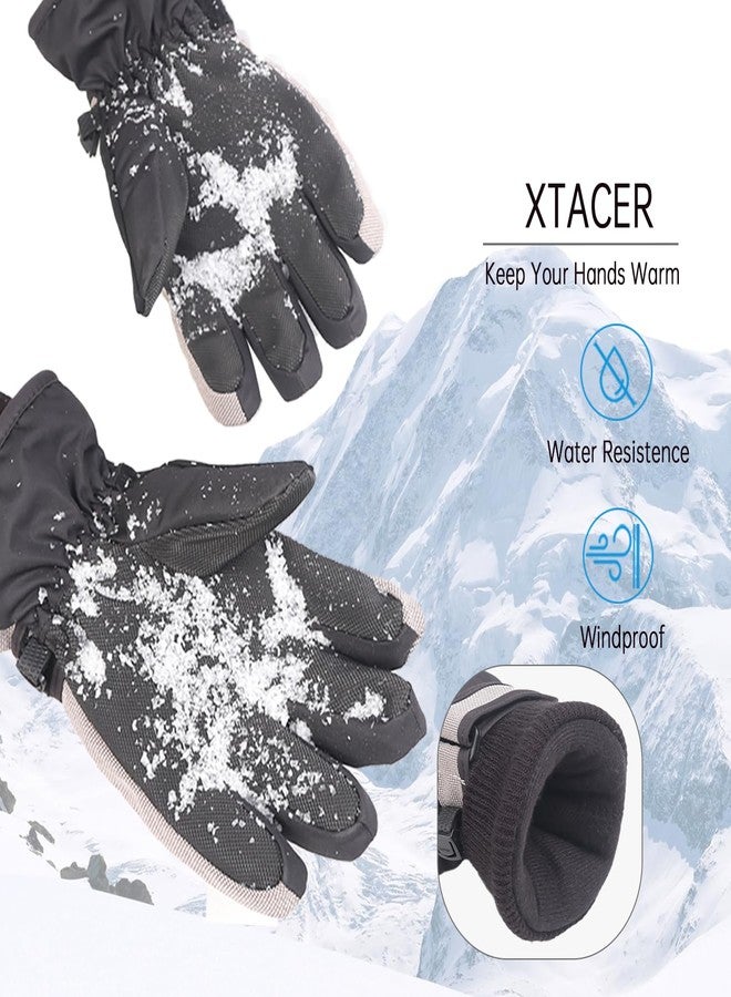 XTACER Kids Ski Snow Gloves Snowboard Winter Warm Cold Weather Gloves for Boys Girls Children ( Long Cuff -Black, 4-6 Years) - Image 5