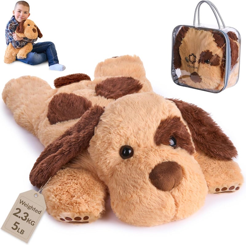 ODOXIA Weighted Stuffed Animal for Anxiety | 5 Lbs | Calming & Comforting | Dog Stuffed Animal Sensory | Weighted Plush Toy | for Adults and Kids | Includes Carrying Bag - Image 1