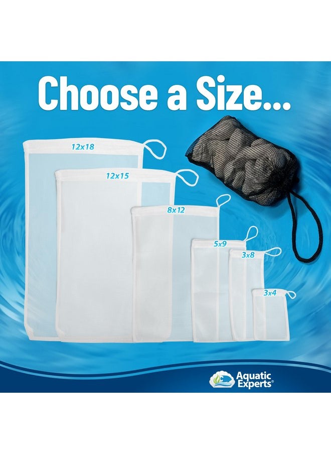 Aquatic Experts - Aquatic Experts High Flow Filter Media Bag - Durable Filter Bags for Fish Tank, Secure Aquarium Media Bag with Drawstring, Media Bags for Aquarium and Pond, High Flow (White), 3” x 8” - 4 Pack - Image 1