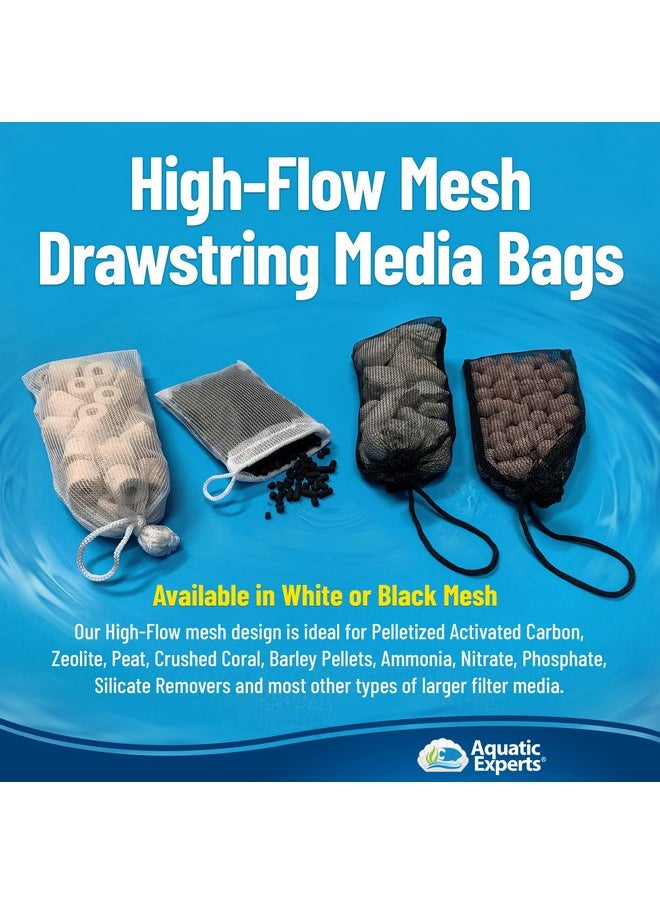 Aquatic Experts - Aquatic Experts High Flow Filter Media Bag - Durable Filter Bags for Fish Tank, Secure Aquarium Media Bag with Drawstring, Media Bags for Aquarium and Pond, High Flow (White), 3” x 8” - 4 Pack - Image 1