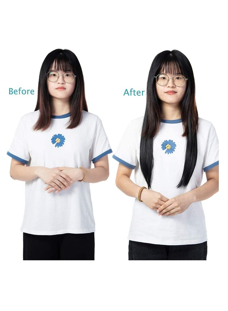 إستيل وصلات شعر من 4 قطع 11 مشابك شعر مستقيمة سميكة كاملة الرأس مزدوجة اللحمة على وصلات إطالة الشعر الاصطناعية للنساء أسود داكن مستقيم - Image 5