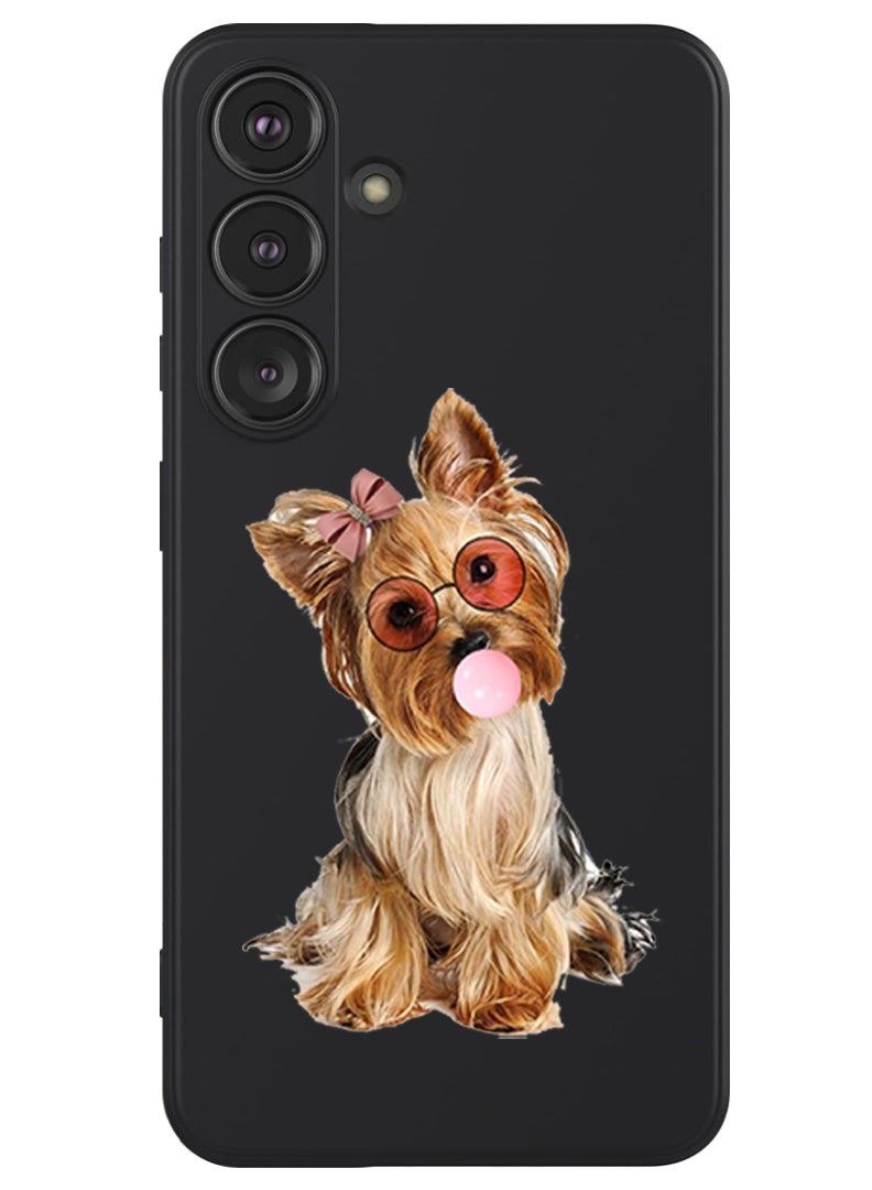 Theodor Protective Slim Fit Case Liquid Silicone Cover with Full Body Protection Anti-Scratch Shockproof Case For Samsung Galaxy S24 (Black) - Dog - Image 1