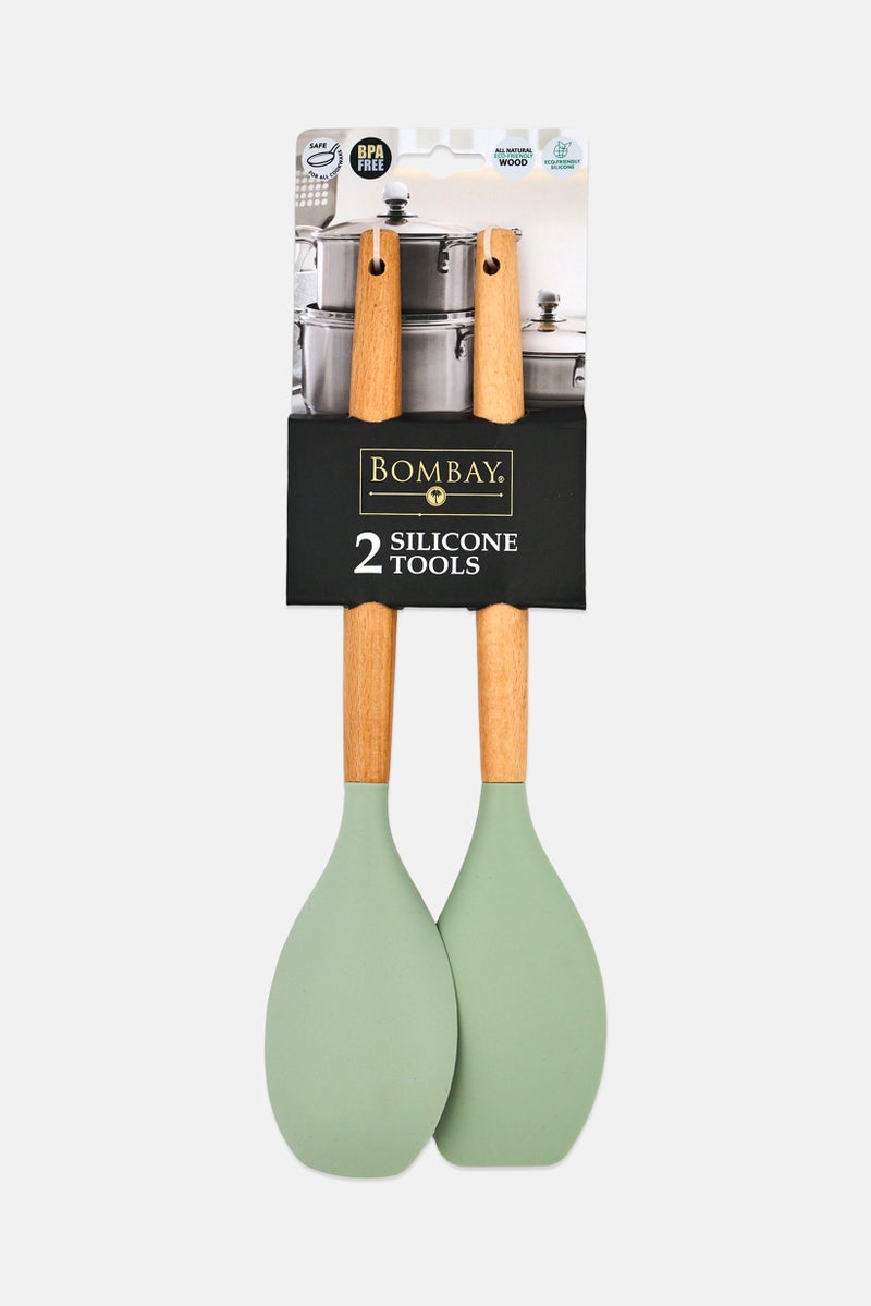 Bombay 2 Pieces Silicone Spatula And Spoon Set, Brown - Image 1