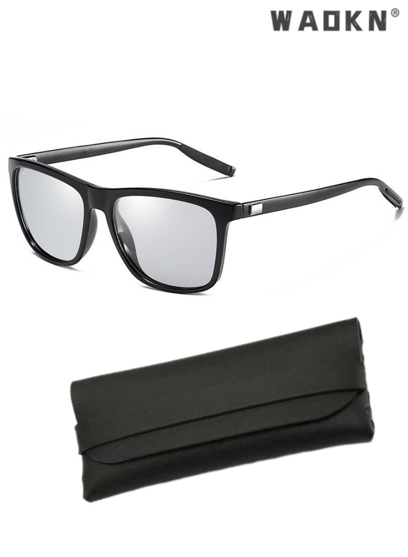دبليو أيه أو كي أن نظارات شمسية مستقطبة للرجال والنساء، نظارات شمسية عصرية للنساء لحماية من الأشعة فوق البنفسجية 400 وصيد الأسماك وركوب الدراجات والأنشطة الخارجية، نظارات عصرية مضادة للتوهج ومتغيرة الألوان للرجال - Image 1
