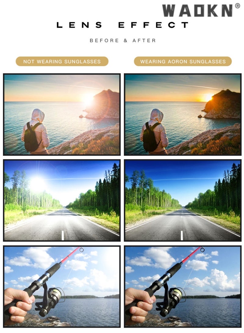 دبليو أيه أو كي أن نظارات شمسية مستقطبة للرجال والنساء، نظارات شمسية عصرية للنساء لحماية من الأشعة فوق البنفسجية 400 وصيد الأسماك وركوب الدراجات والأنشطة الخارجية، نظارات عصرية مضادة للتوهج ومتغيرة الألوان للرجال - Image 4