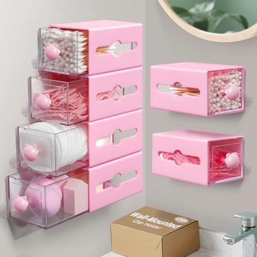 MKOSAB Qtip Holder for Bathroom Wall Organizer – Bathroom Decor, Dorm Room Essential, Small Q-tip Dispenser for Cotton Swabs, Balls, Pads, Floss Picks – Office Storage, Vanity Makeup Organizer(6 Pcs) - Image 1