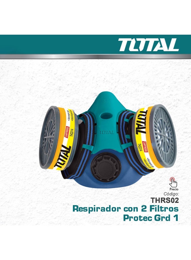 TOTAL THRS02 Industrial Double Cartridge Chemical Respirator Mask with THCD02 Anti-Organic and Acid Gas Filters - Image 1