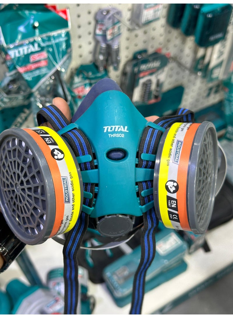 TOTAL THRS02 Industrial Double Cartridge Chemical Respirator Mask with THCD02 Anti-Organic and Acid Gas Filters - Image 2
