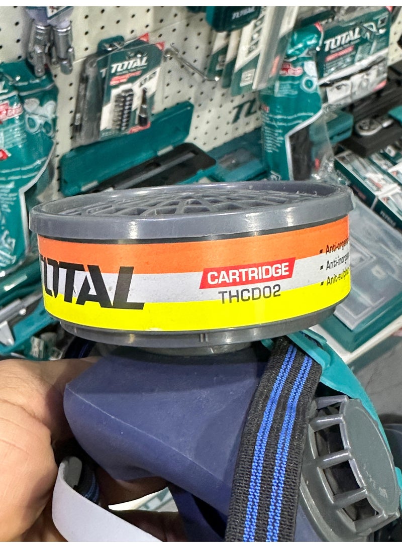 TOTAL THRS02 Industrial Double Cartridge Chemical Respirator Mask with THCD02 Anti-Organic and Acid Gas Filters - Image 3