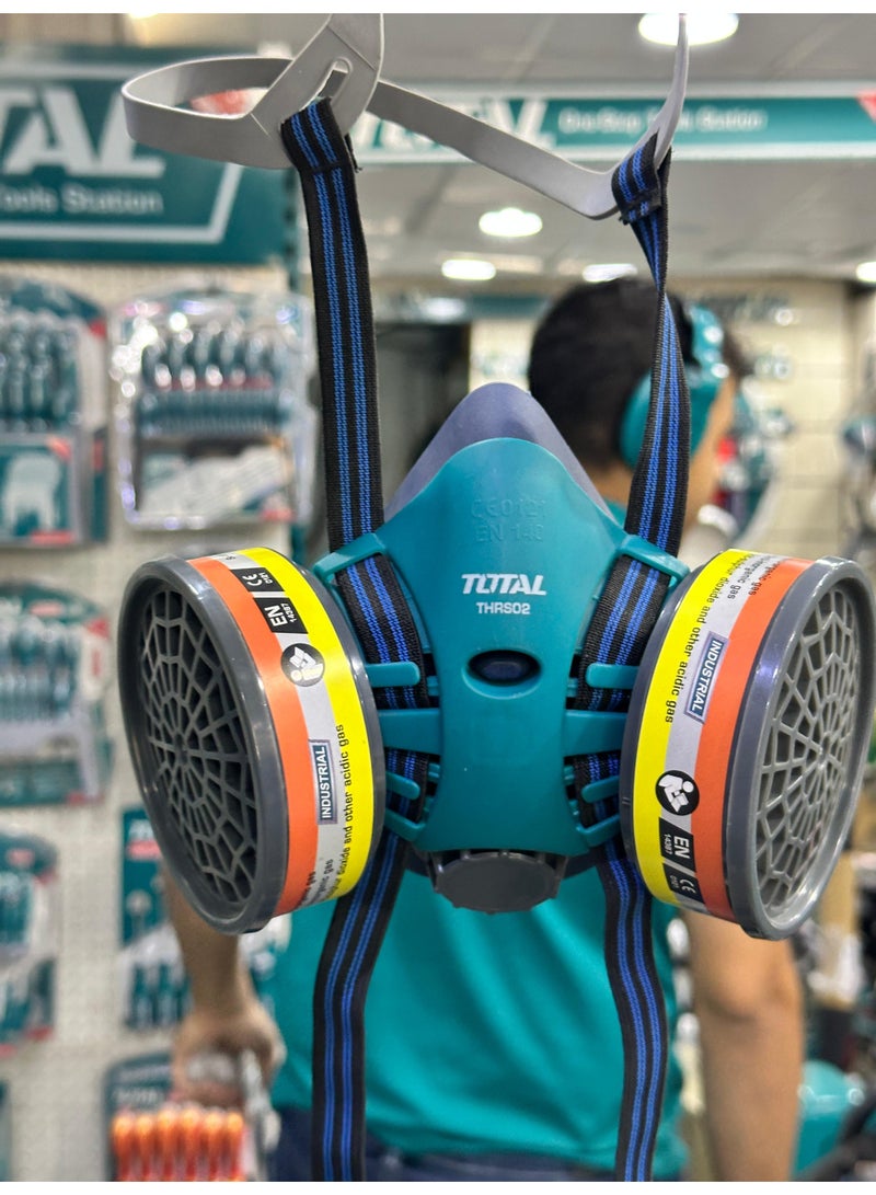 TOTAL THRS02 Industrial Double Cartridge Chemical Respirator Mask with THCD02 Anti-Organic and Acid Gas Filters - Image 4