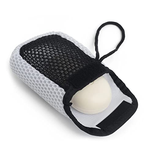 MainBasics Exfoliating Bar Soap Pouch DualSided Body Scrubber Fits Standard Size Soap Bars White - Image 2