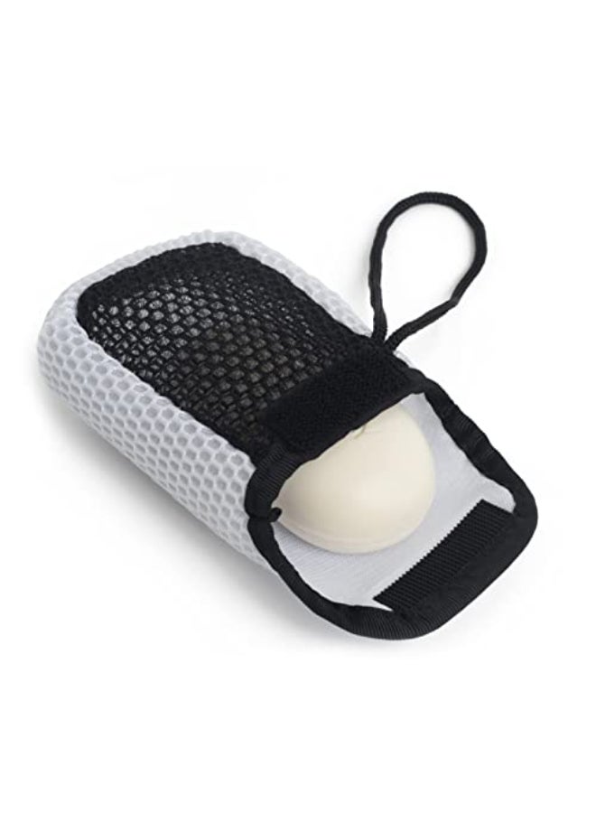MainBasics Exfoliating Bar Soap Pouch DualSided Body Scrubber Fits Standard Size Soap Bars White - Image 1