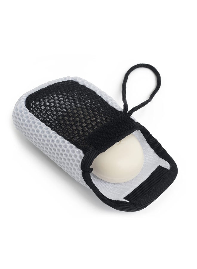 MainBasics Exfoliating Bar Soap Pouch DualSided Body Scrubber Fits Standard Size Soap Bars White - Image 3