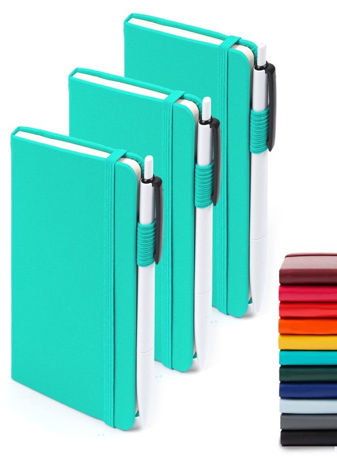 feela Pocket Notebook Journals, Mini Cute Small Hardcover College Ruled Notepad Office School Supplies, with 3 Black Pens, 3.5”x 5.5”, 3 Pack, A6, Solid Colors, Gray, Yellow, Light Blue - Image 1