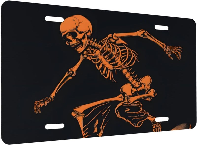 Skeleton Sport Funny Abstract Front License Plate For Women Men Funny Car License Plates With 4 Holes Aluminum Metal Novelty Vanity Tag Cover Rust-Proof Us Canada Car Decor Accessory 6*12 Inches 448 - Image 2