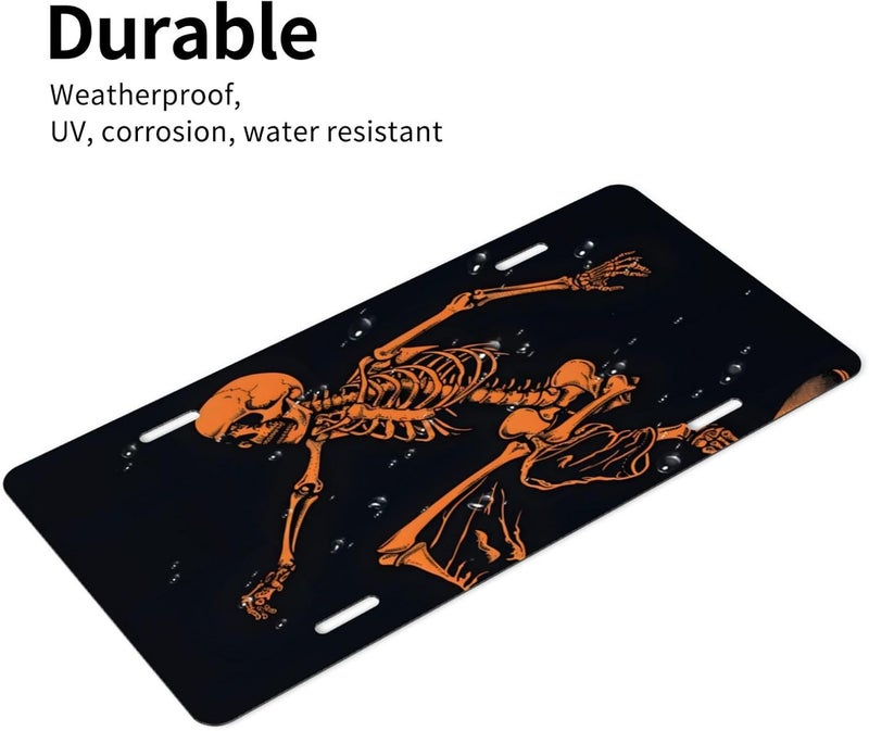 Skeleton Sport Funny Abstract Front License Plate For Women Men Funny Car License Plates With 4 Holes Aluminum Metal Novelty Vanity Tag Cover Rust-Proof Us Canada Car Decor Accessory 6*12 Inches 448 - Image 4