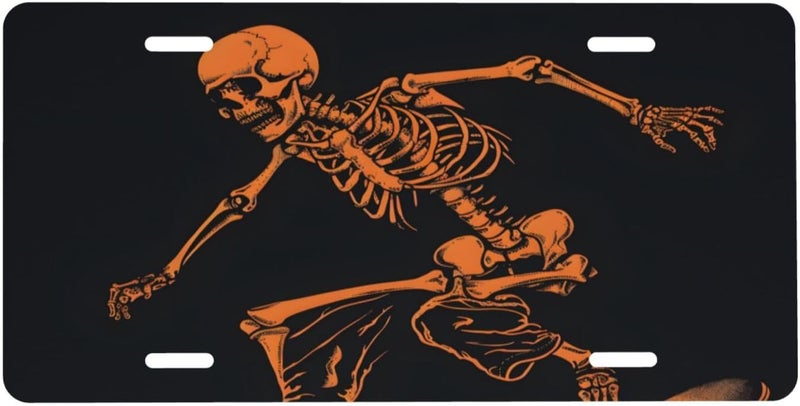 Skeleton Sport Funny Abstract Front License Plate For Women Men Funny Car License Plates With 4 Holes Aluminum Metal Novelty Vanity Tag Cover Rust-Proof Us Canada Car Decor Accessory 6*12 Inches 448 - Image 1
