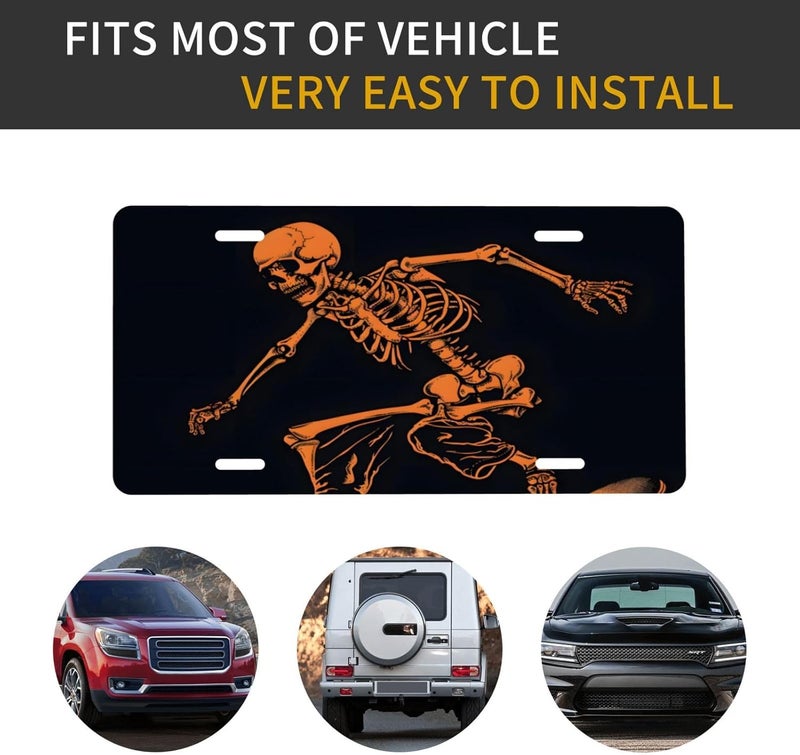 Skeleton Sport Funny Abstract Front License Plate For Women Men Funny Car License Plates With 4 Holes Aluminum Metal Novelty Vanity Tag Cover Rust-Proof Us Canada Car Decor Accessory 6*12 Inches 448 - Image 5