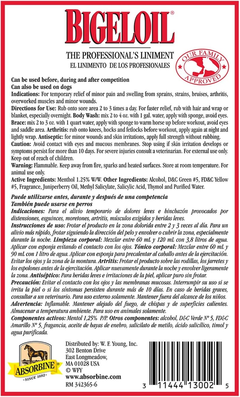 Absorbine Bigeloil Liquid Liniment, Invigorating Topical Rub for Sore Muscles, Joints & Arthritis Pain - Image 1