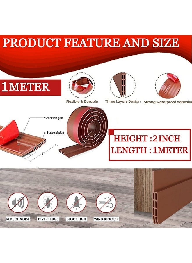GaxQuly GaxQuly Self-Adhesive Silicon Door/Window Shield Tape Door Bottom Sealing Strip Weather Stripping Door Seal Strip for Air Gap Cockroach Insect Bugs Draft Stopper Waterproof and Soundproof (1 m, Brown)  - Image 2