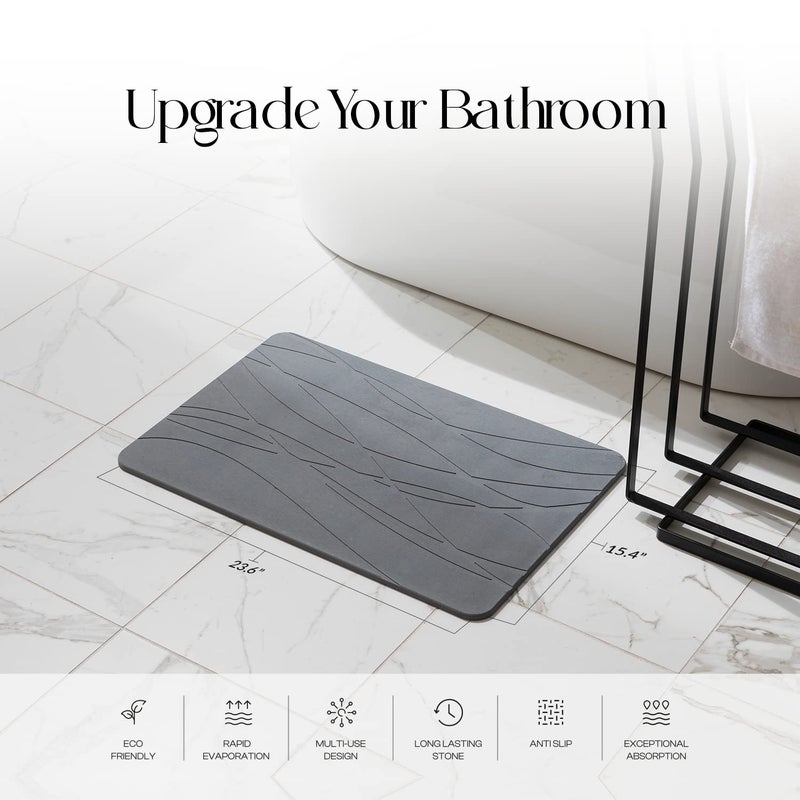 Mondano Stone Bath Mat, Diatomaceous Earth Shower Mat Non Slip Bathroom Mat Quick Dry Stone Mat, Stone Dish Drying Mat, Stone Bath Mats for Bathroom, Diatomaceous Earth Bath Mat (Graphite Grey) - Image 5