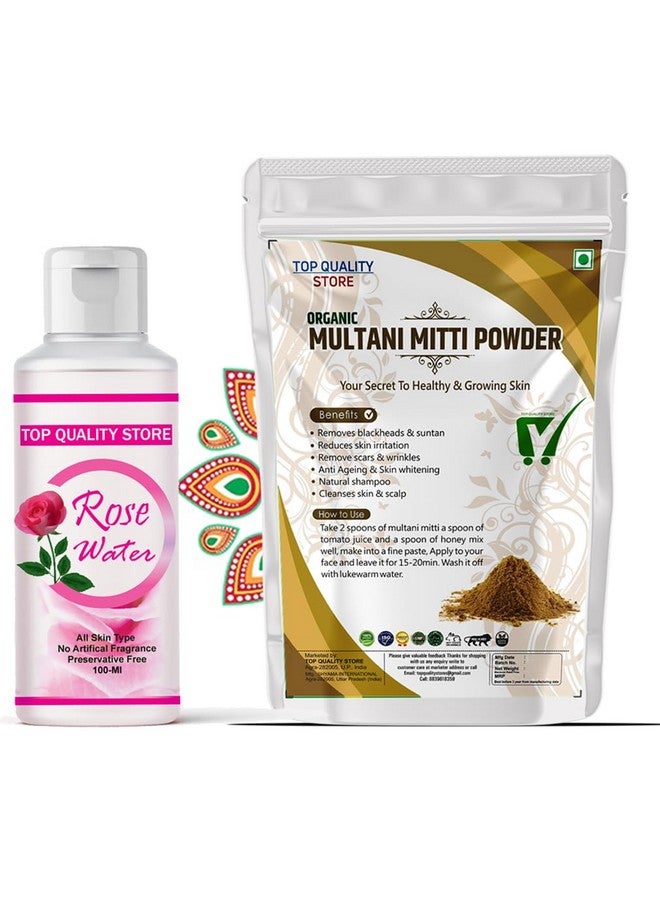 Top Quality Store TQS Rose Water + Multani Mitti Powder Lightening Brightening Softening Skin for Men &Women - Image 1