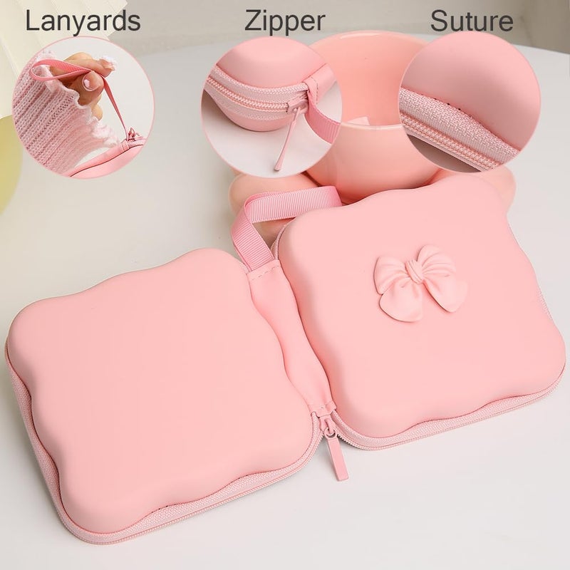 QLD COVER Charger Cover Storage Bag, Cute 3D Bow Tie Waves Design Charger Protector Travel Storage Case, Earphone Wire Saver Cable Cord Organizer Wireless Earphone Storage Box, Pink Bow - Image 5